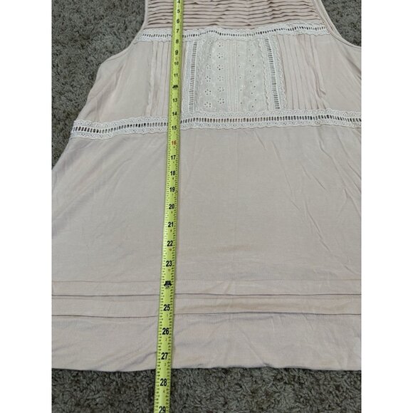 POL Sleeveless Blouse Top Pink Pleats Buttons Flowy Stretch Office Casual Boho M - Picture 8 of 8